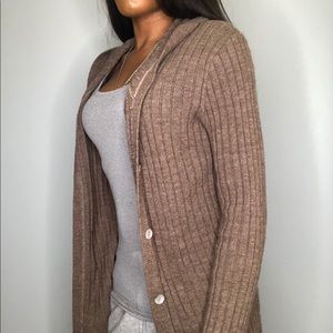 Brown Hooded Cardigan